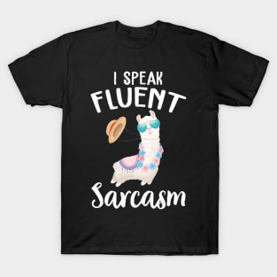 Llama I Speak Fluent Sarcasm Funny T-Shirt